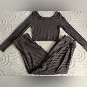 Women’s Ribbed Gray Lounge Set, Size Small, EUC, Comfy Cozy Loungewear